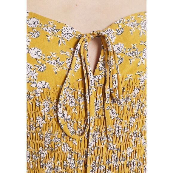 💕HOST PICK💝 Glamorous PUFF LONG SLEEVE SMOCKED MINI DRESS dress Ochre 4 6 8 - Picture 15 of 15